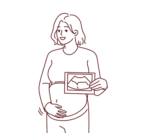 Mother holding sonography report  Illustration