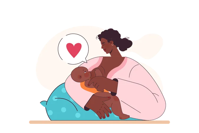 Cradle Hold Breastfeeding Position Mother Holding Her Baby Breastfeeding Start And Support How To Hold Newborn Flat Vector Illustration Illustration