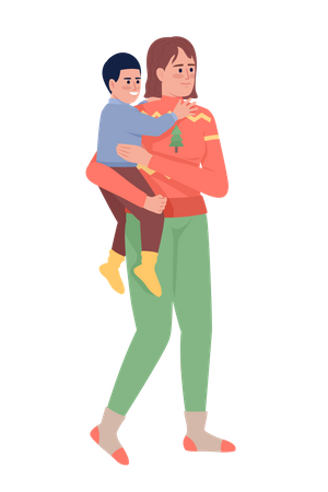 Mother holds her son  Illustration