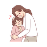mother hugging daughter illustration