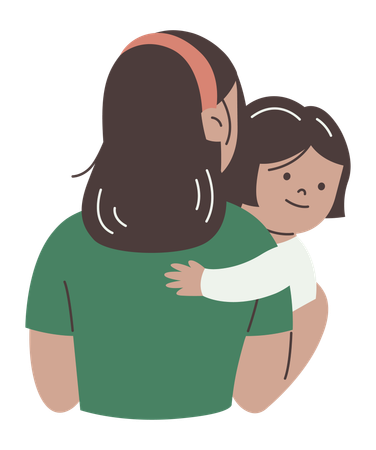 Mother Hugging her Baby  Illustration