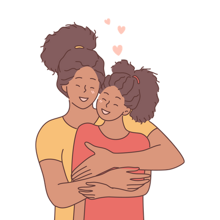 Mother hugging her daughter  Illustration