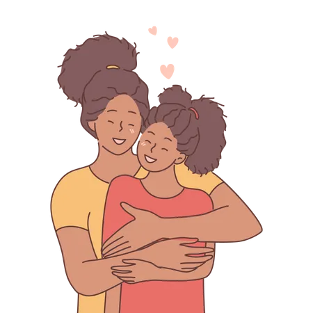 Mother hugging her daughter  Illustration