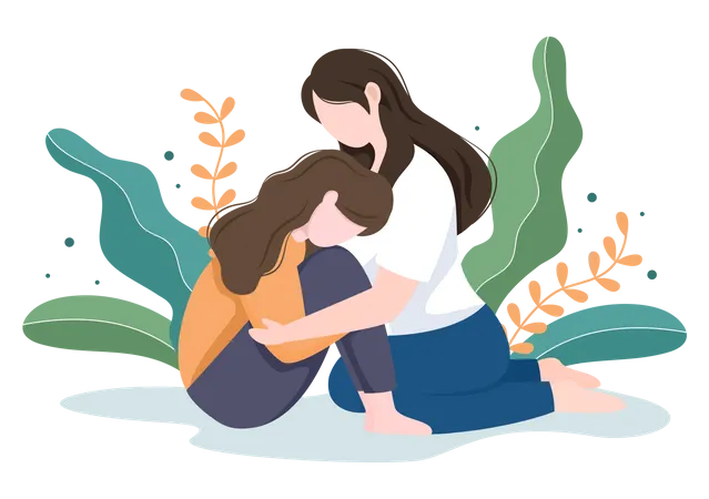 Mother hugging her daughter  Illustration