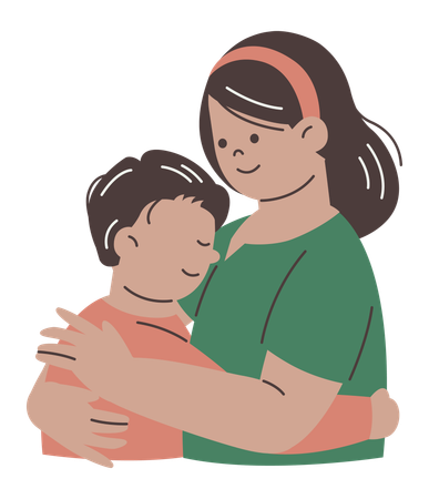 Mother Hugging her Son  イラスト