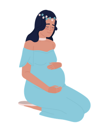 Mother hugging pregnant belly  Illustration