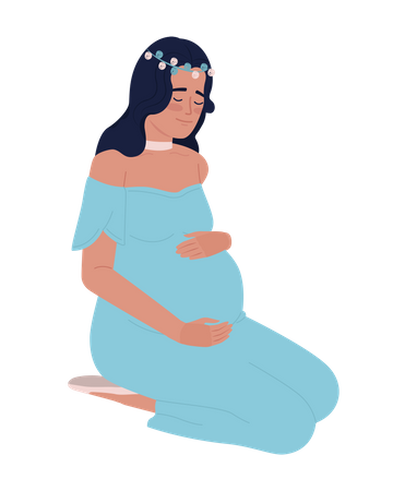 Mother hugging pregnant belly  イラスト