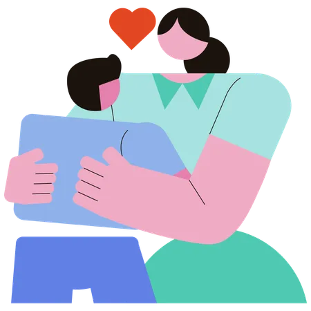 Mother Hugging son  Illustration