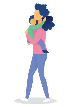 Mother hugging with son  Illustration