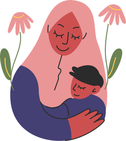 Mother Hugs Her Son  Illustration