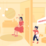 free mother in toilet illustrations
