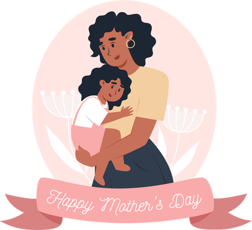 Mother is holding her baby  Illustration