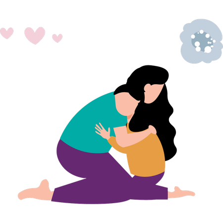 Mother is hugging her daughter  Illustration