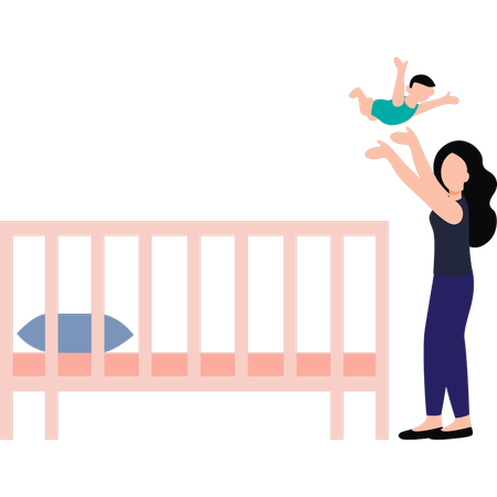 Mother is playing with baby  Illustration