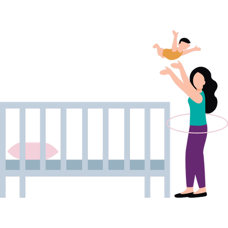 Mother is playing with baby  Illustration