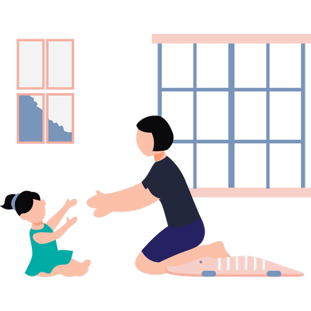Mother is playing with her child  Illustration