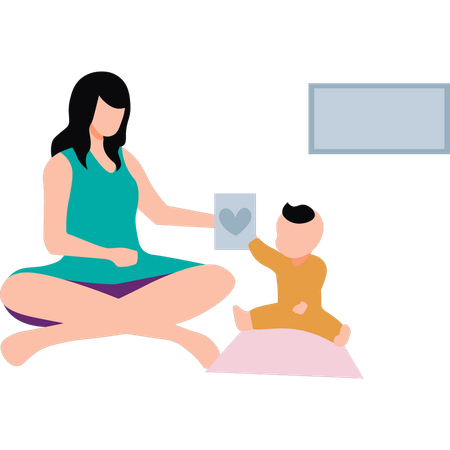 Mother is playing with her child  Illustration