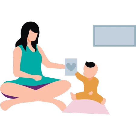 Mother is playing with her child  Illustration