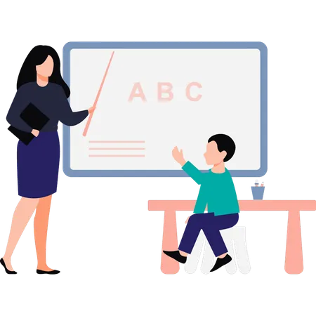 A Mother Is Teaching Her Child Illustration