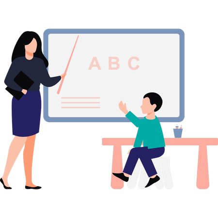 Mother is teaching her child  Illustration