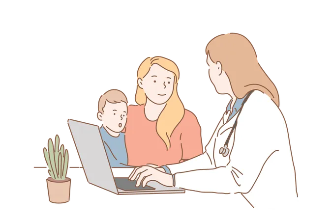 Mother is Visiting pediatrician  Illustration