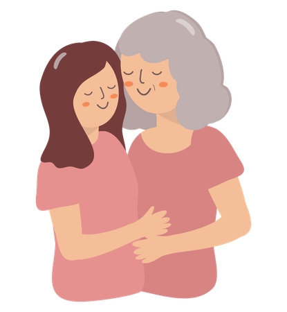 Mother love for her daughter  Illustration