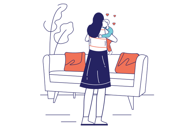 Mother making baby sleep while hugging  イラスト