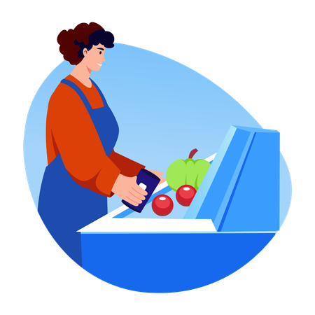 Mother making food in kitchen  Illustration