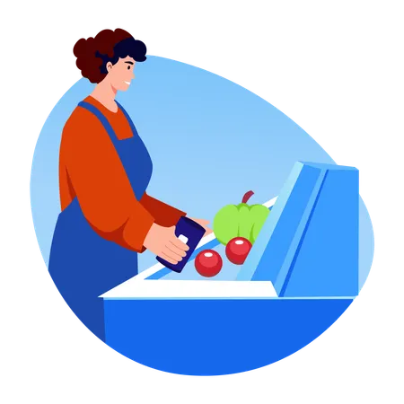 Mother making food in kitchen  Illustration