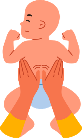 Mother massaging baby  Illustration