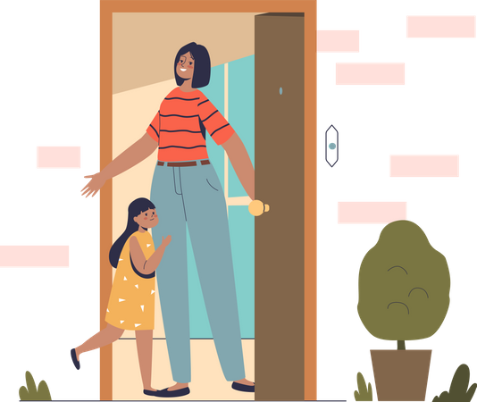 Mother meeting kid  Illustration