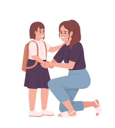 Mother motivating child to do well in school  イラスト