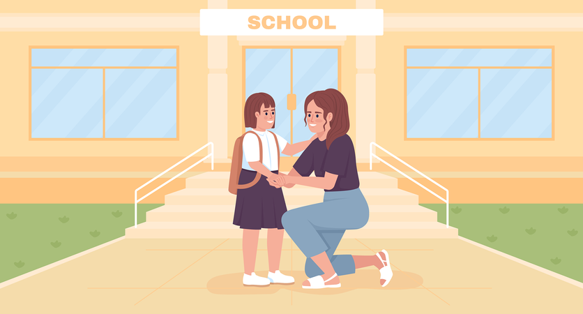 Mother motivating child to do well in school Illustration