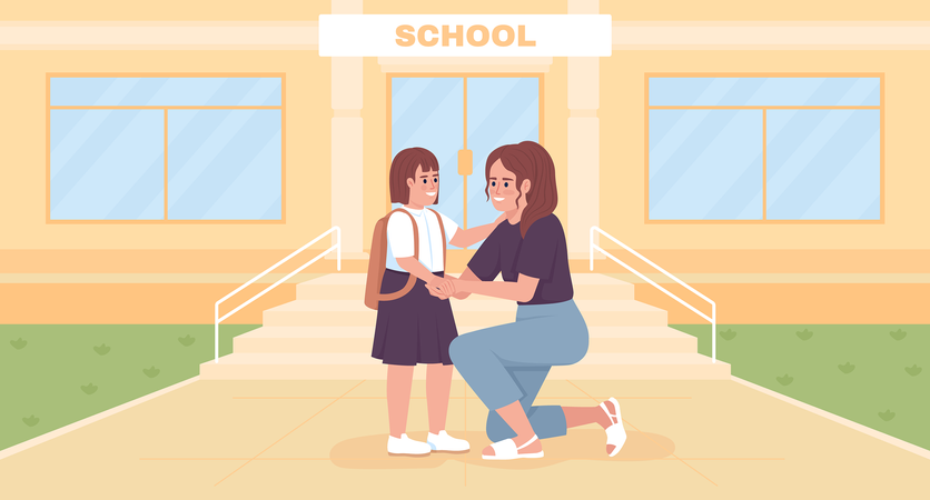 Mother motivating child to do well in school  Illustration