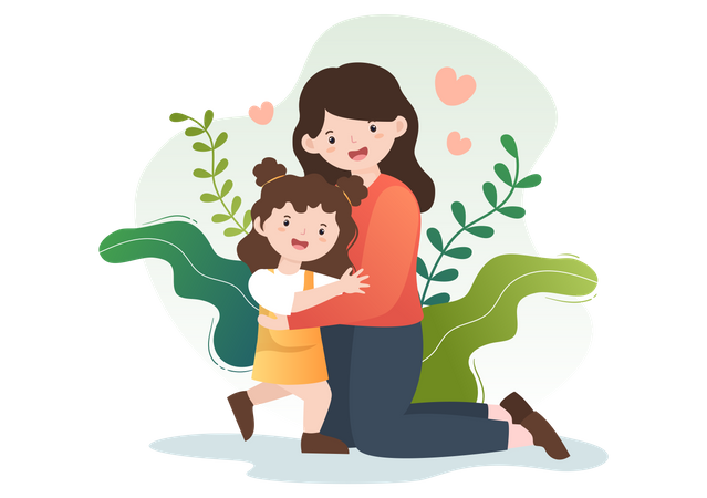 Mother pampering her daughter  Illustration