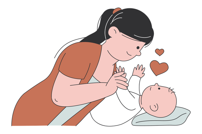 아기와 놀아주는 엄마  일러스트레이션
