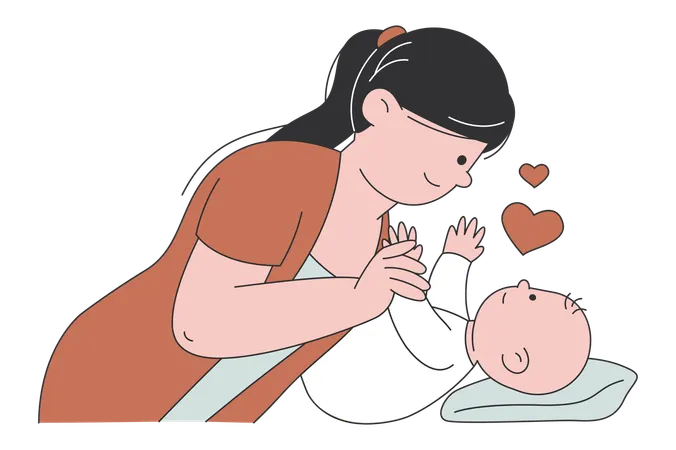 아기와 놀아주는 엄마  일러스트레이션