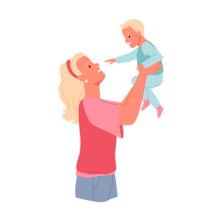 Mother playing with baby  Illustration