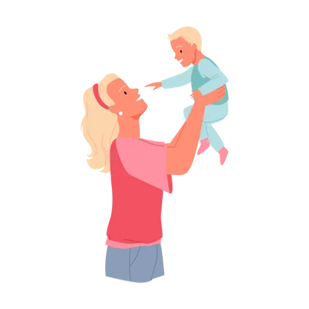 Mother playing with baby  Illustration