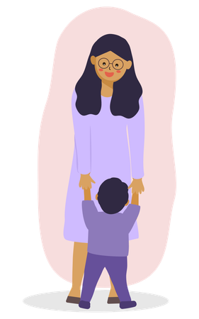 Mother playing with boy  Illustration