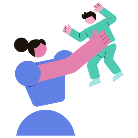 Mother Playing With Child  Illustration