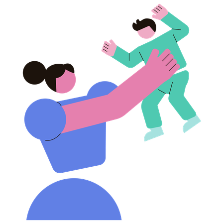 Mother Playing With Child  Illustration