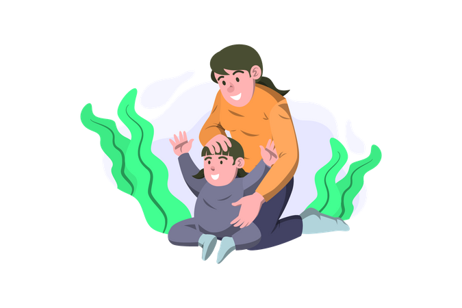 Mother playing with daughter  Illustration