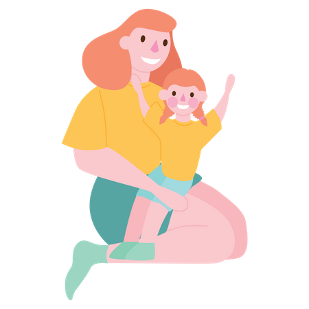 Mother playing with daughter  Illustration