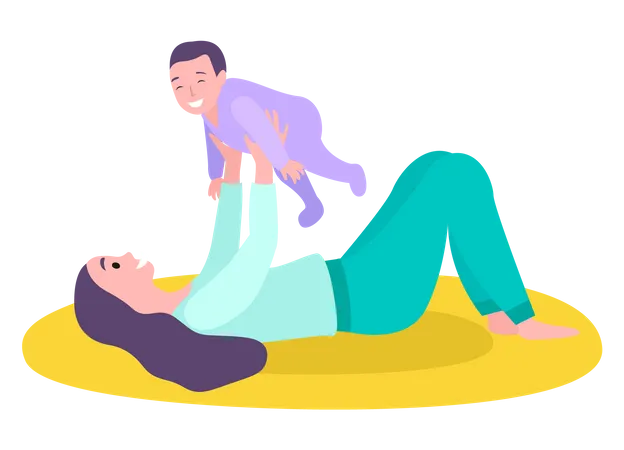 Mother playing with her kid  Illustration