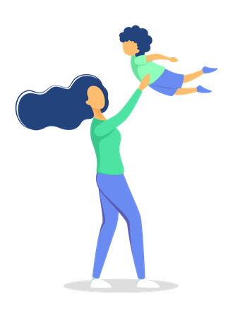 Mother playing with her son  Illustration