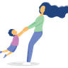mother playing with son illustration