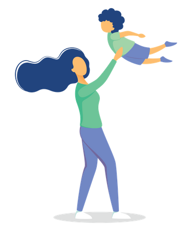 Mother playing with son  Illustration