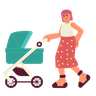 illustrations of pushing baby stroller