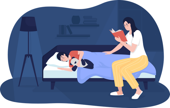 Mother read book for kid  Illustration